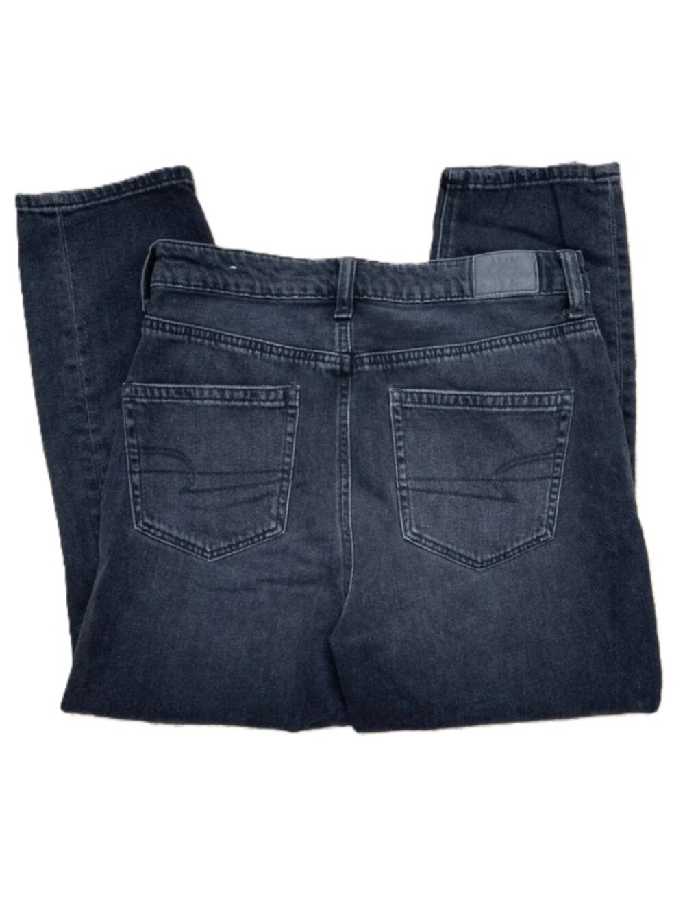 American Eagle Highest Rise Mom Jeans Black Distressed Womens 4 Extra Short 4XS - Picture 2 of 10